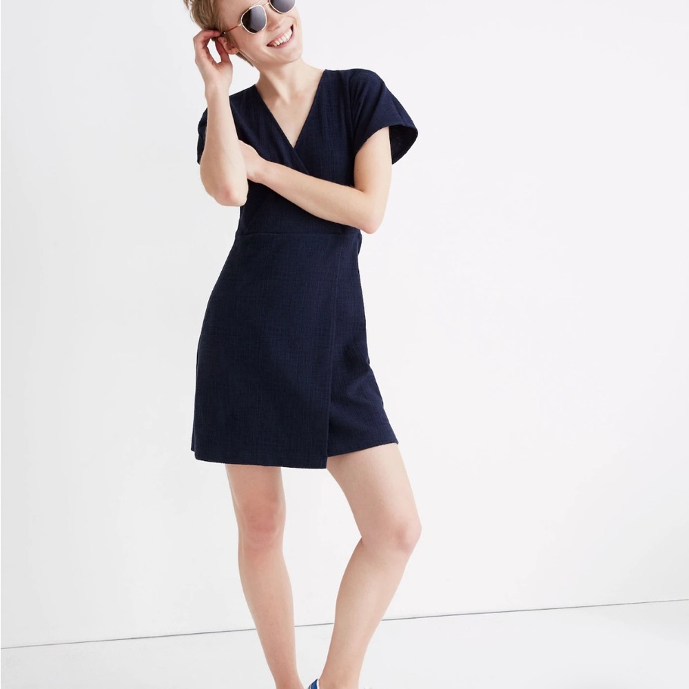 Madewell Cross-Front Flutter-Sleeve Mini Dress